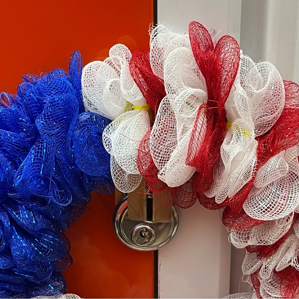 Red, White, and Blue Mesh Wreath - Picture 2 of 5
